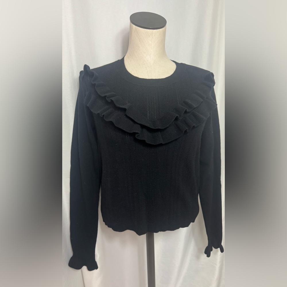 Forever 21 Black Ruffled Women's sweater Large